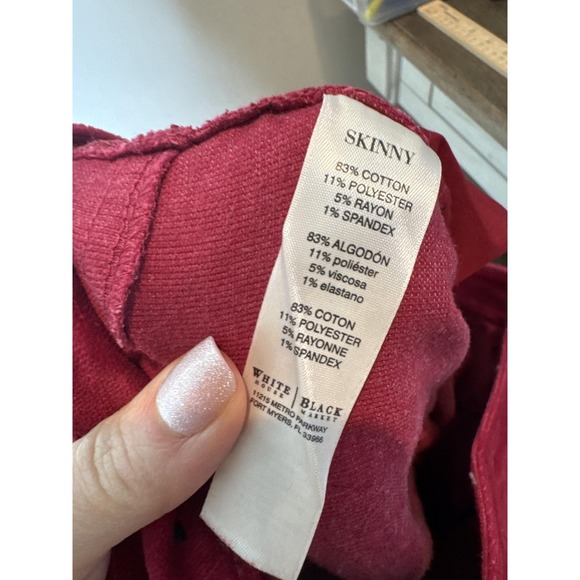 White House Black Market Pants Womens 4 Red Corduroy Skinny Jegging Stretch - Picture 9 of 10